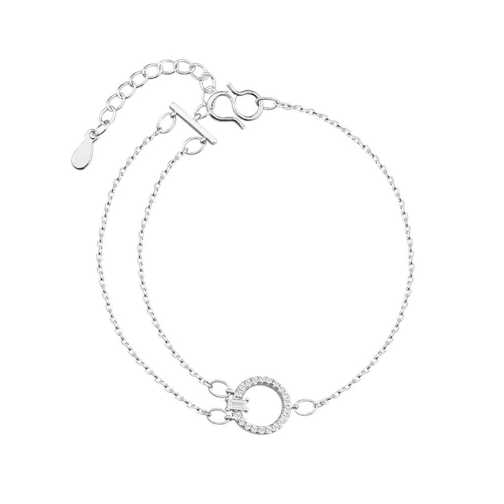 NEW 925 Sterling Silver Diamond Circle Bracelet A - Picture 6 of 6